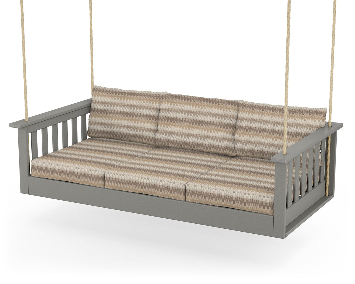 POLYWOOD Vineyard Daybed Swing in Slate Grey / Valley Dune