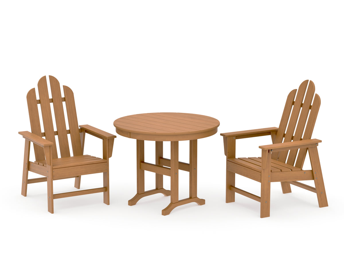 POLYWOOD Long Island 3-Piece Round Dining Set in Natural