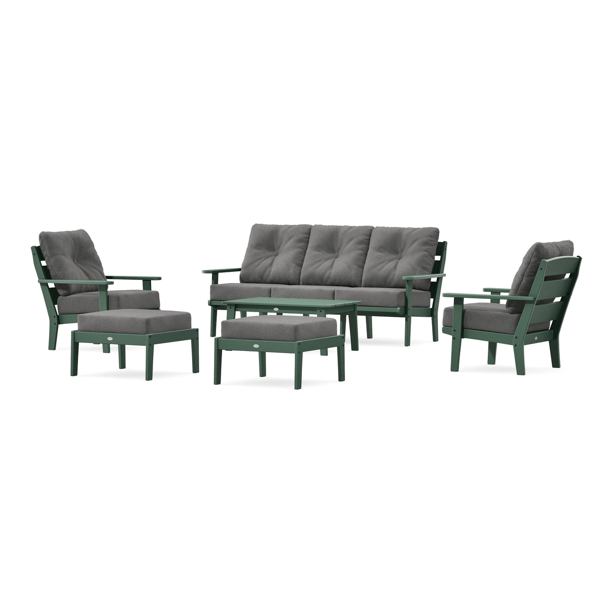 POLYWOOD Lakeside 6-Piece Lounge Sofa Set in Green