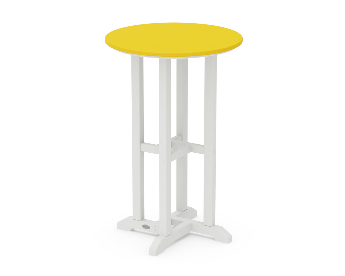 POLYWOOD Contempo 24" Round Counter Table in White / Lemon