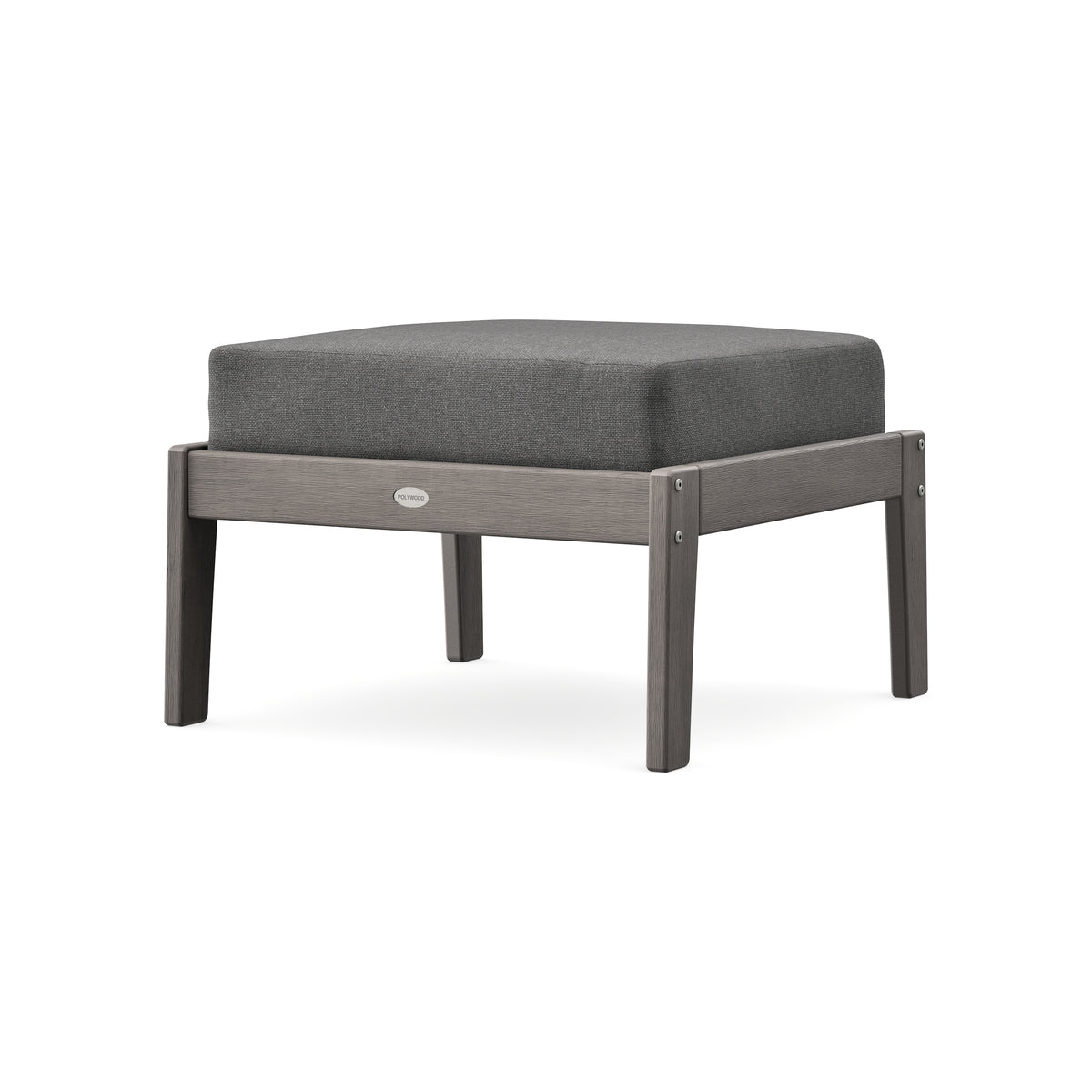 POLYWOOD Lakeside Deep Seating Ottoman in Driftwood / Ash Charcoal