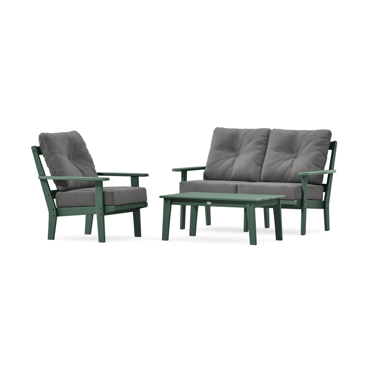 POLYWOOD Prairie 3-Piece Deep Seating Set with Loveseat in Green