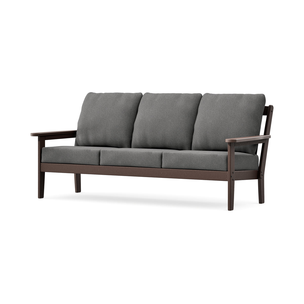POLYWOOD Cottage Deep Seating Sofa in Mahogany / Ash Charcoal