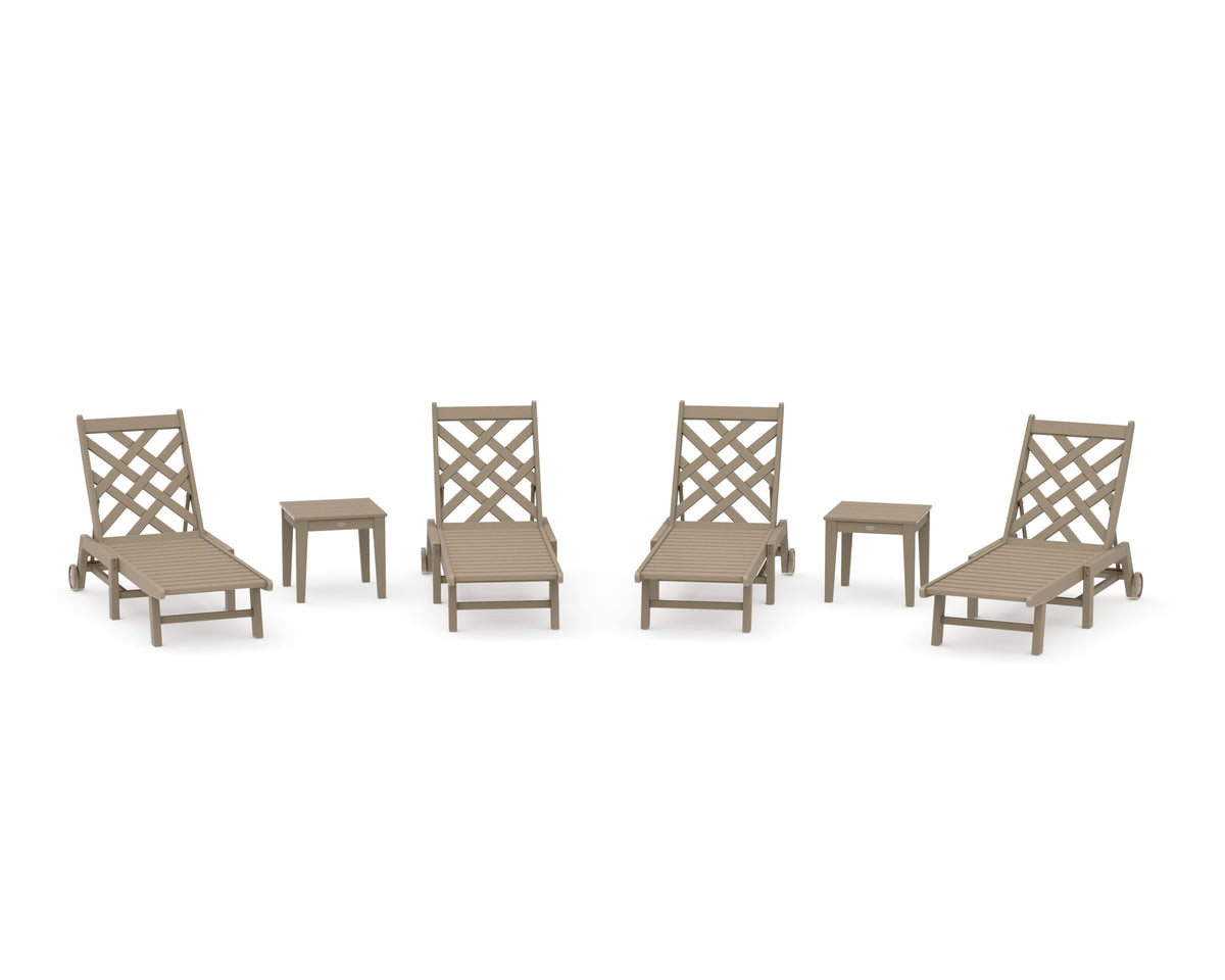 POLYWOOD Wovendale 6-Piece Chaise Set with Wheels in Vintage Sahara