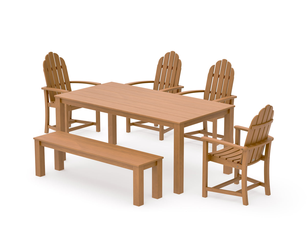 POLYWOOD Classic Adirondack 6-Piece Parsons Dining Set with Bench in Natural