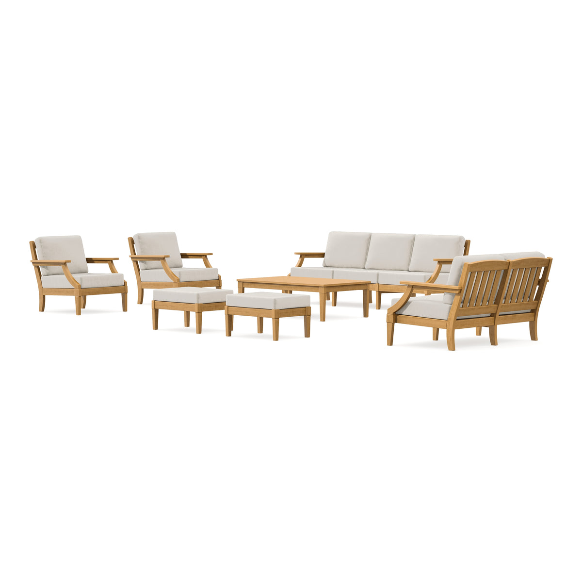 POLYWOOD PW Designer Series Estate 7-Piece Lounge Sofa Set in Natural / Dune Burlap
