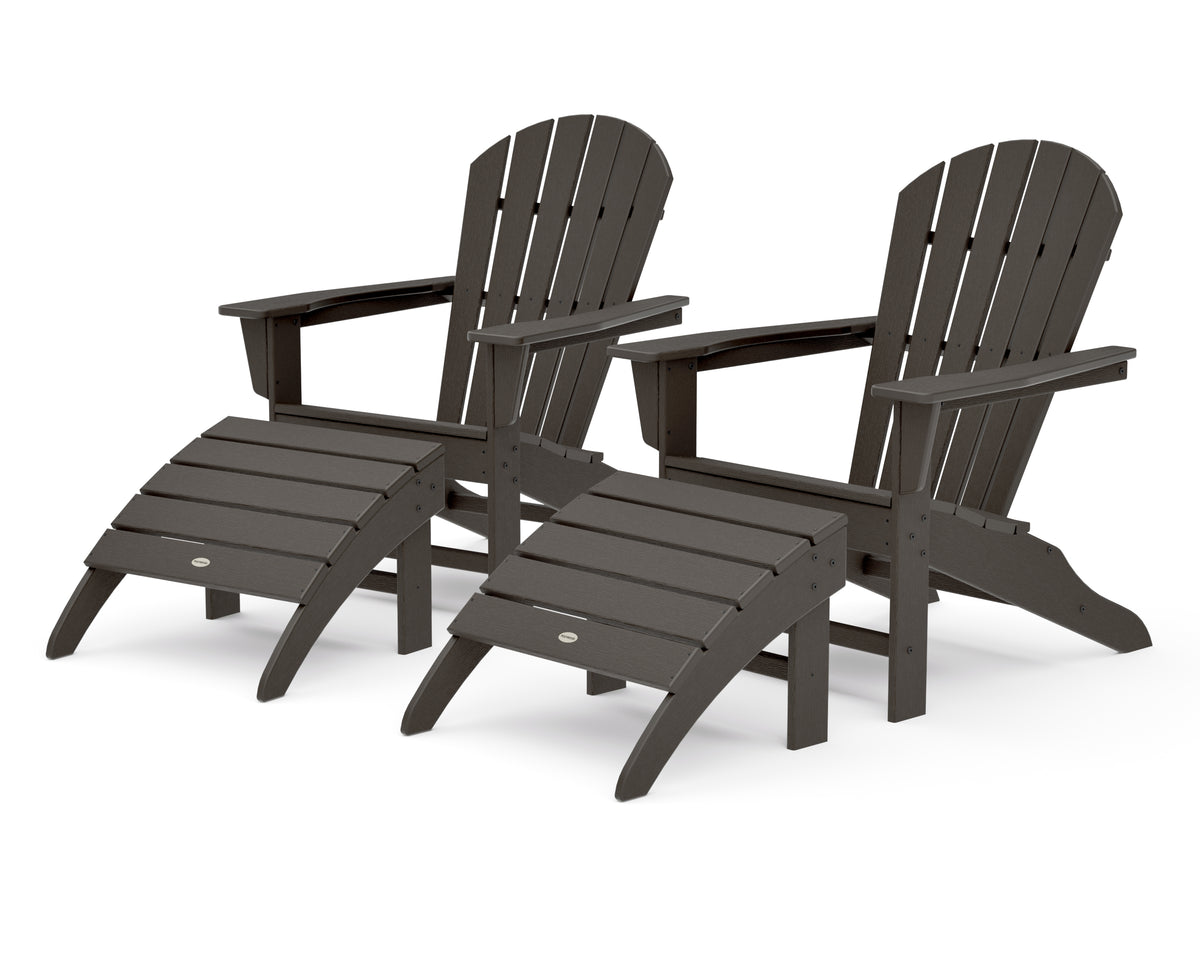 POLYWOOD South Beach 4-Piece Adirondack Set in Vintage Coffee
