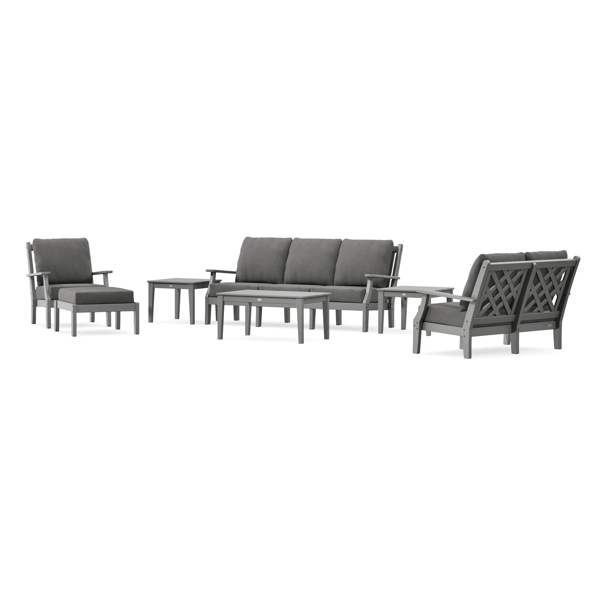 POLYWOOD Country Living Wovendale 7-Piece Deep Seating Set in Slate Grey