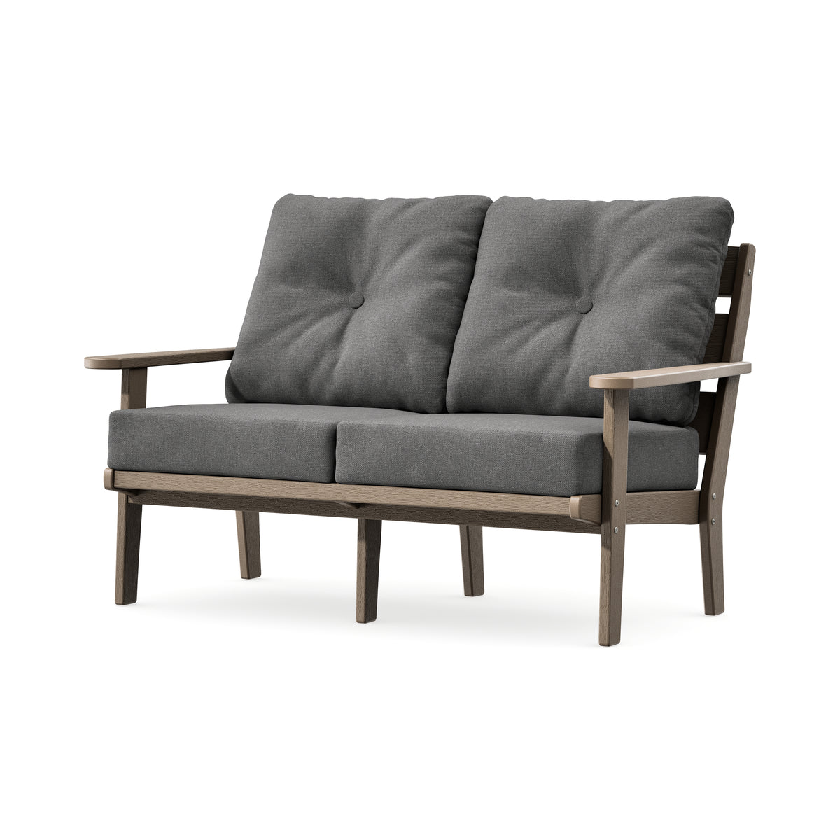 POLYWOOD Lakeside Deep Seating Loveseat in Vintage Sahara / Ash Charcoal