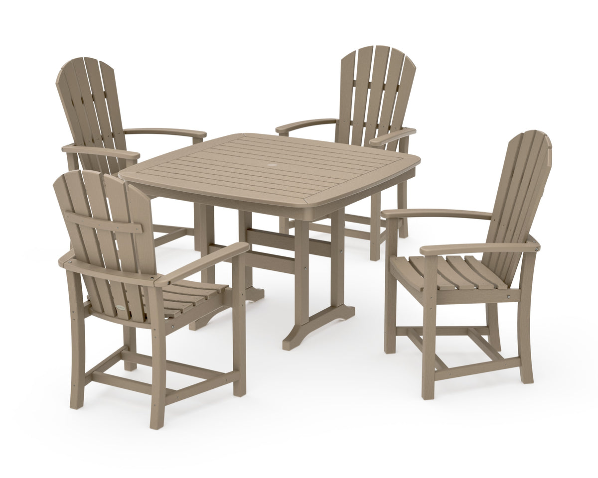 POLYWOOD Palm Coast 5-Piece Dining Set with Trestle Legs - 44" Table in Vintage Sahara