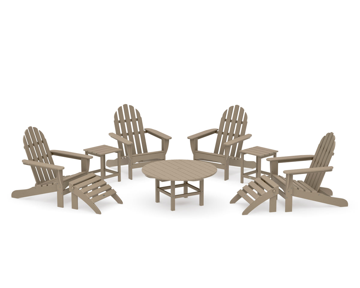 POLYWOOD Classic Adirondack Chair 9-Piece Conversation Set in Vintage Sahara