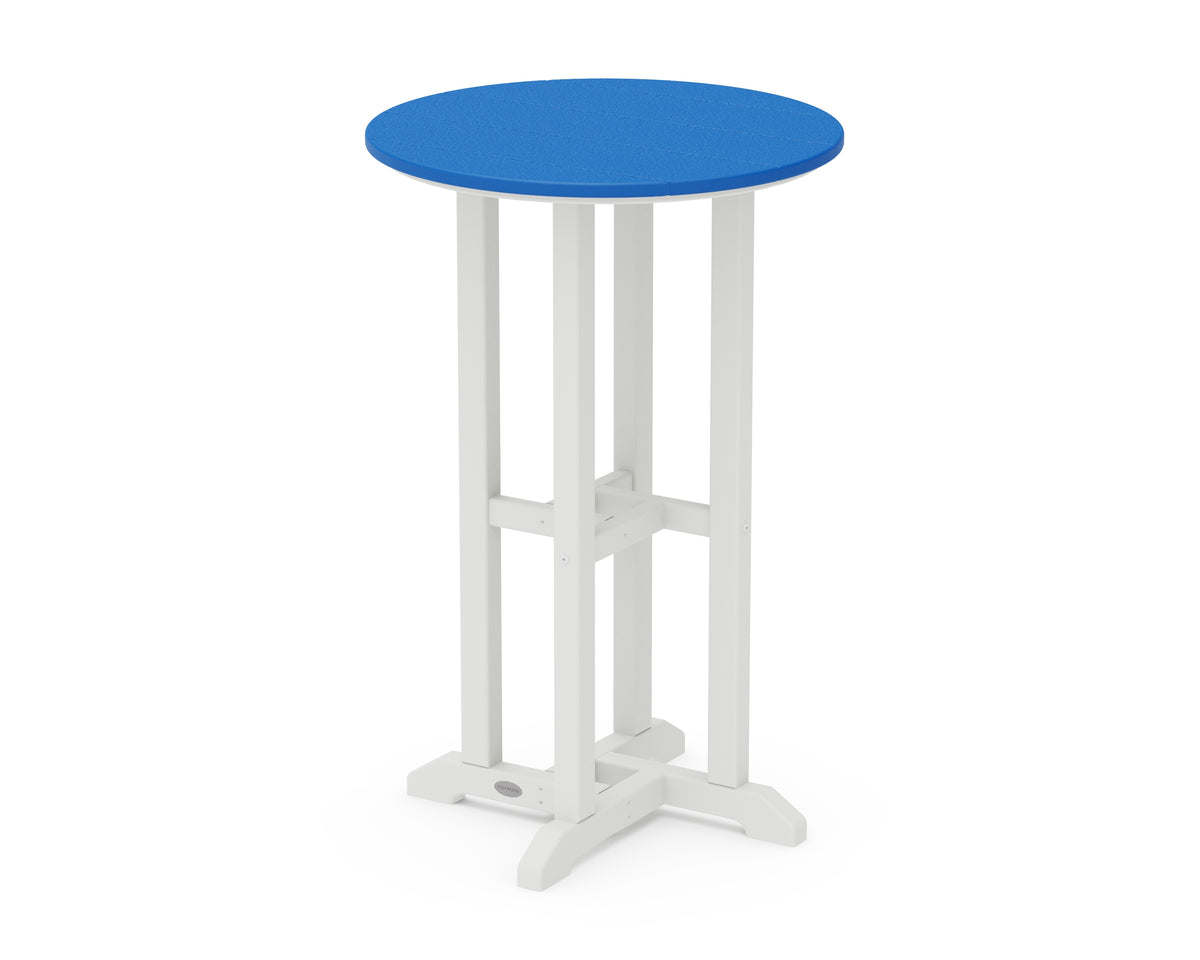 POLYWOOD Contempo 24" Round Counter Table in White / Pacific Blue