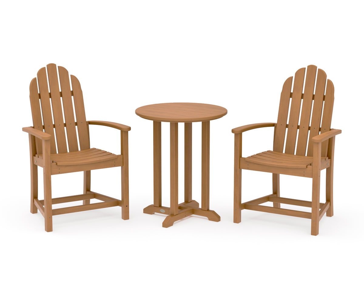 POLYWOOD Classic Adirondack 3-Piece Round Bistro Dining Set in Natural