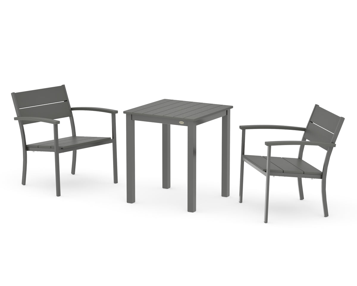 POLYWOOD Main Street 3-Piece Square Dining Set in Charcoal / Slate Grey