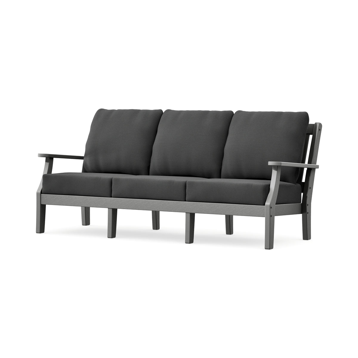 POLYWOOD Chinoiserie Deep Seating Sofa in Slate Grey / Spectrum Carbon