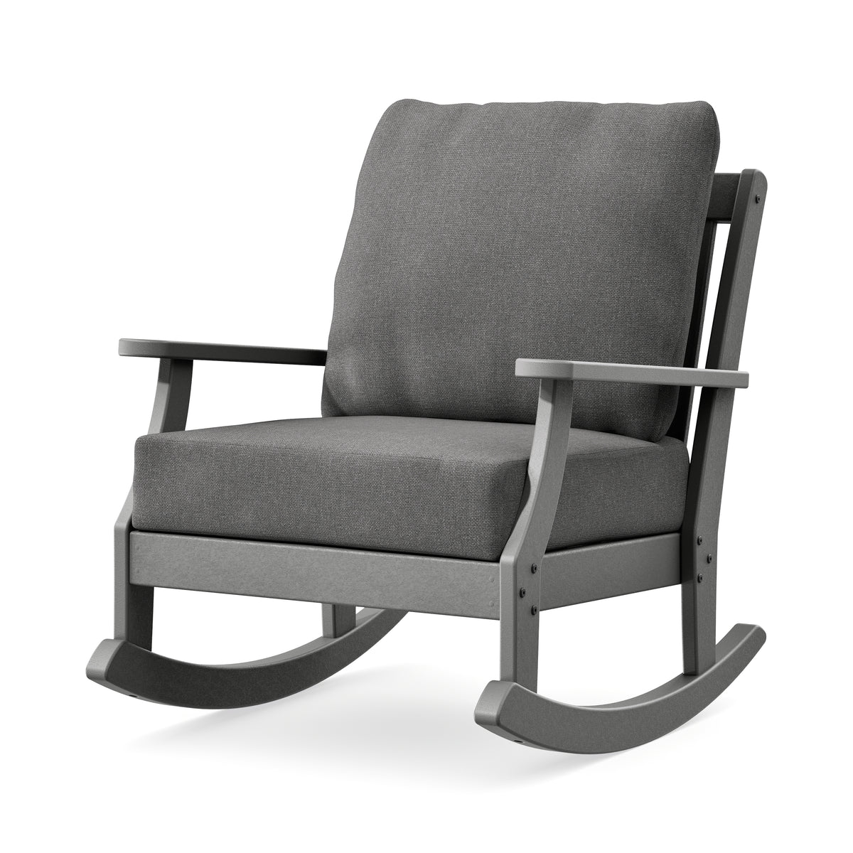 POLYWOOD Braxton Deep Seating Rocking Chair in Slate Grey / Ash Charcoal