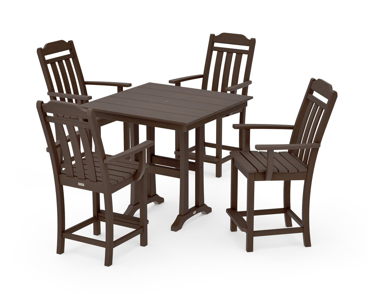 POLYWOOD Country Living Cottage 5-Piece Farmhouse Counter Set with Trestle Legs in Kona
