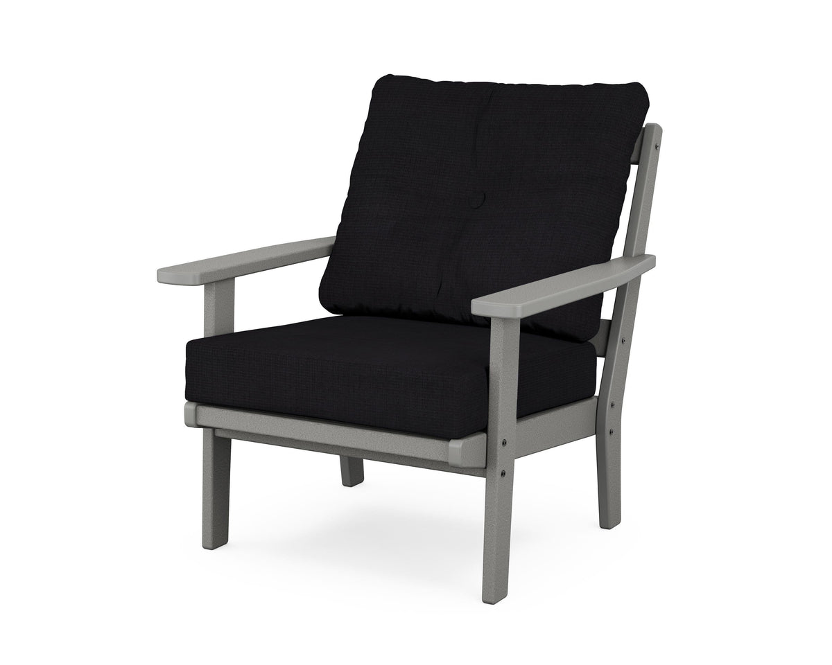 POLYWOOD Prairie Deep Seating Chair in Slate Grey / Midnight Linen