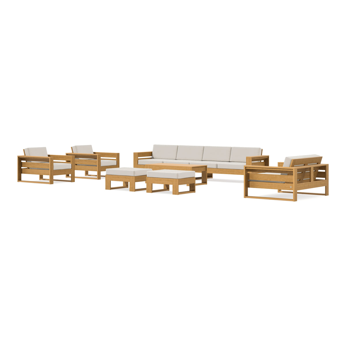 POLYWOOD PW Designer Series Latitude 8-Piece Lounge Sofa Set in Natural / Dune Burlap