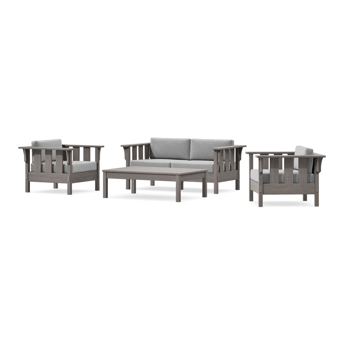 POLYWOOD Acadia 4-Piece Deep Seating Set with Loveseat in Driftwood / Grey Mist
