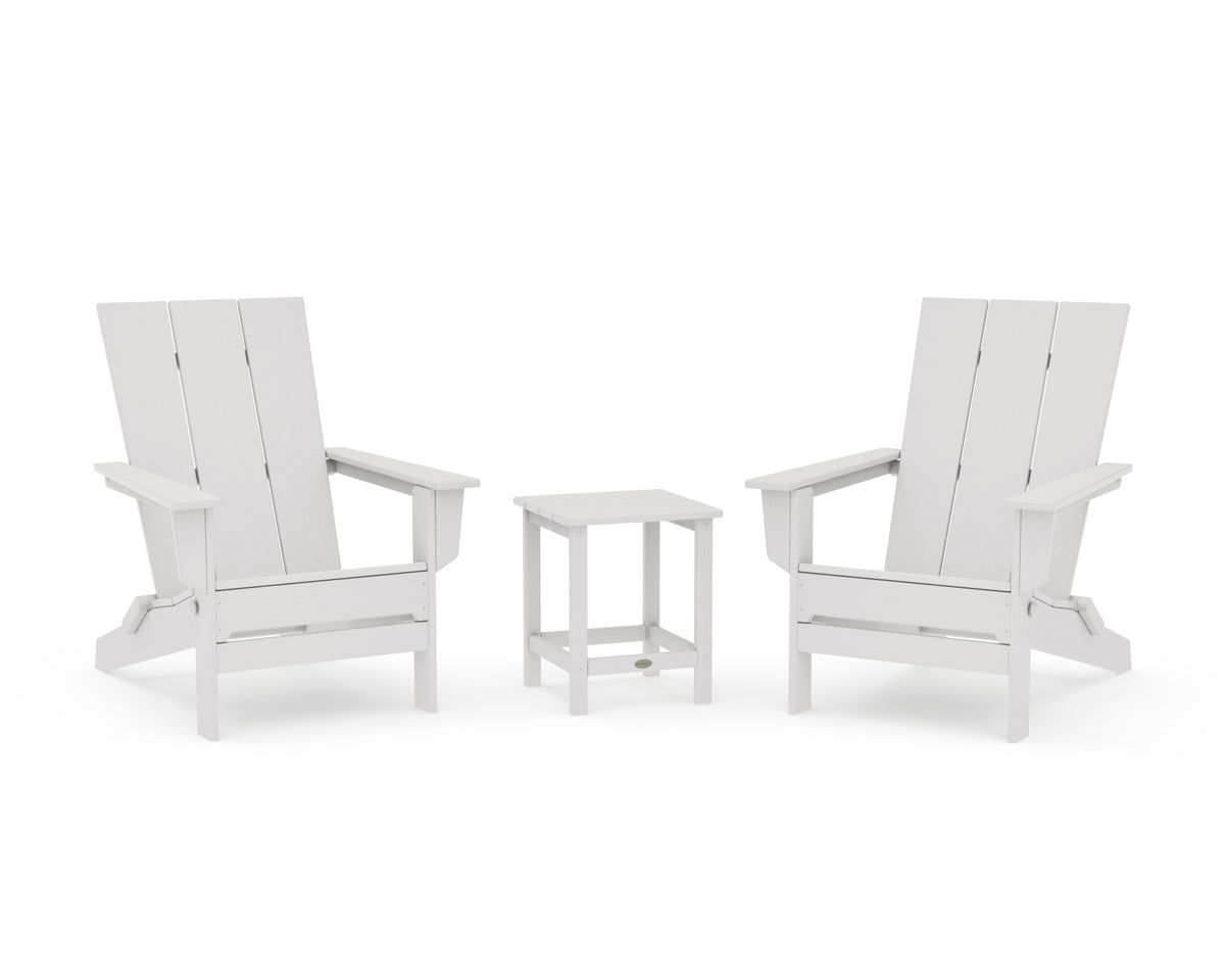 POLYWOOD 3-Piece Modern Studio Folding Adirondack Set in Vintage White