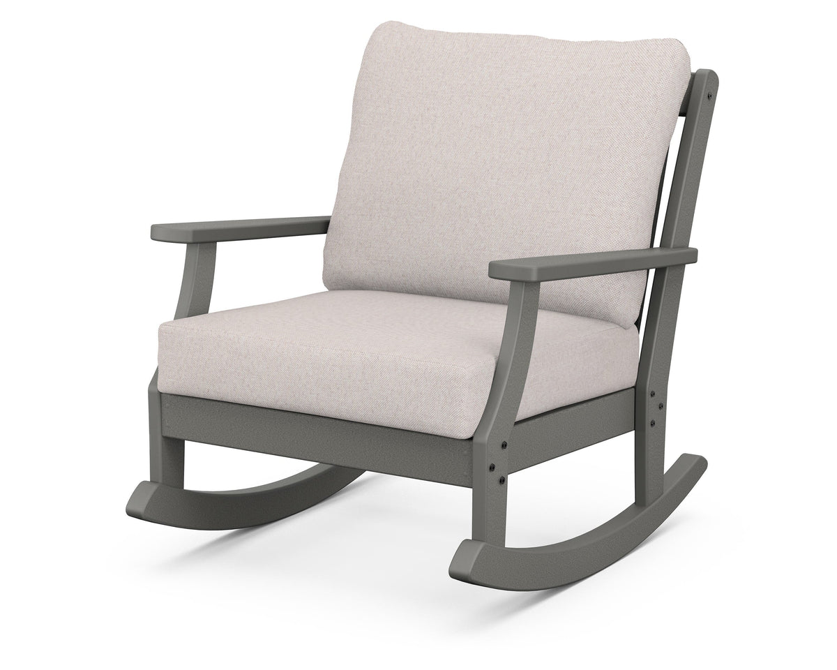 POLYWOOD Braxton Deep Seating Rocking Chair in Slate Grey