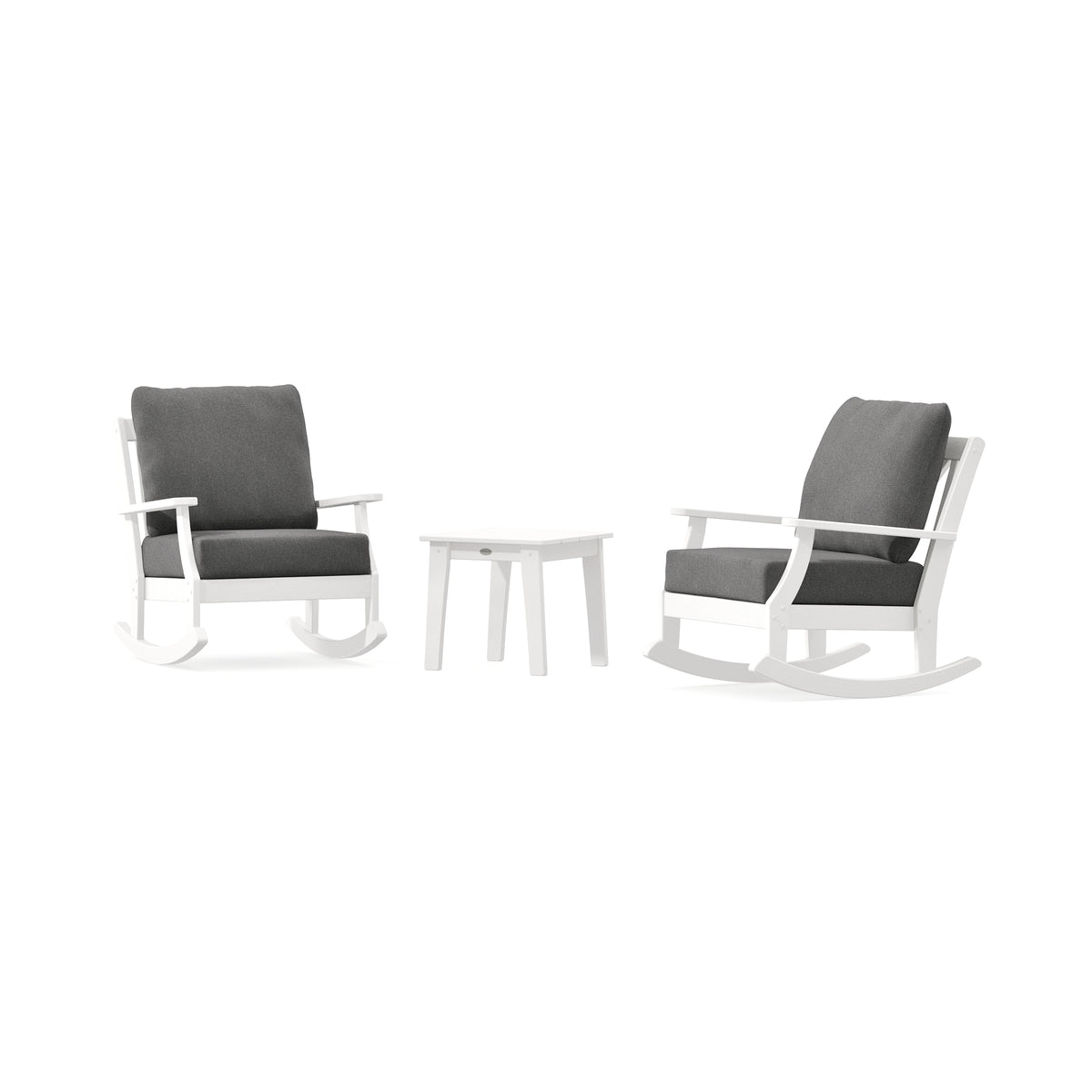 POLYWOOD Braxton 3-Piece Deep Seating Rocker Set in Vintage White