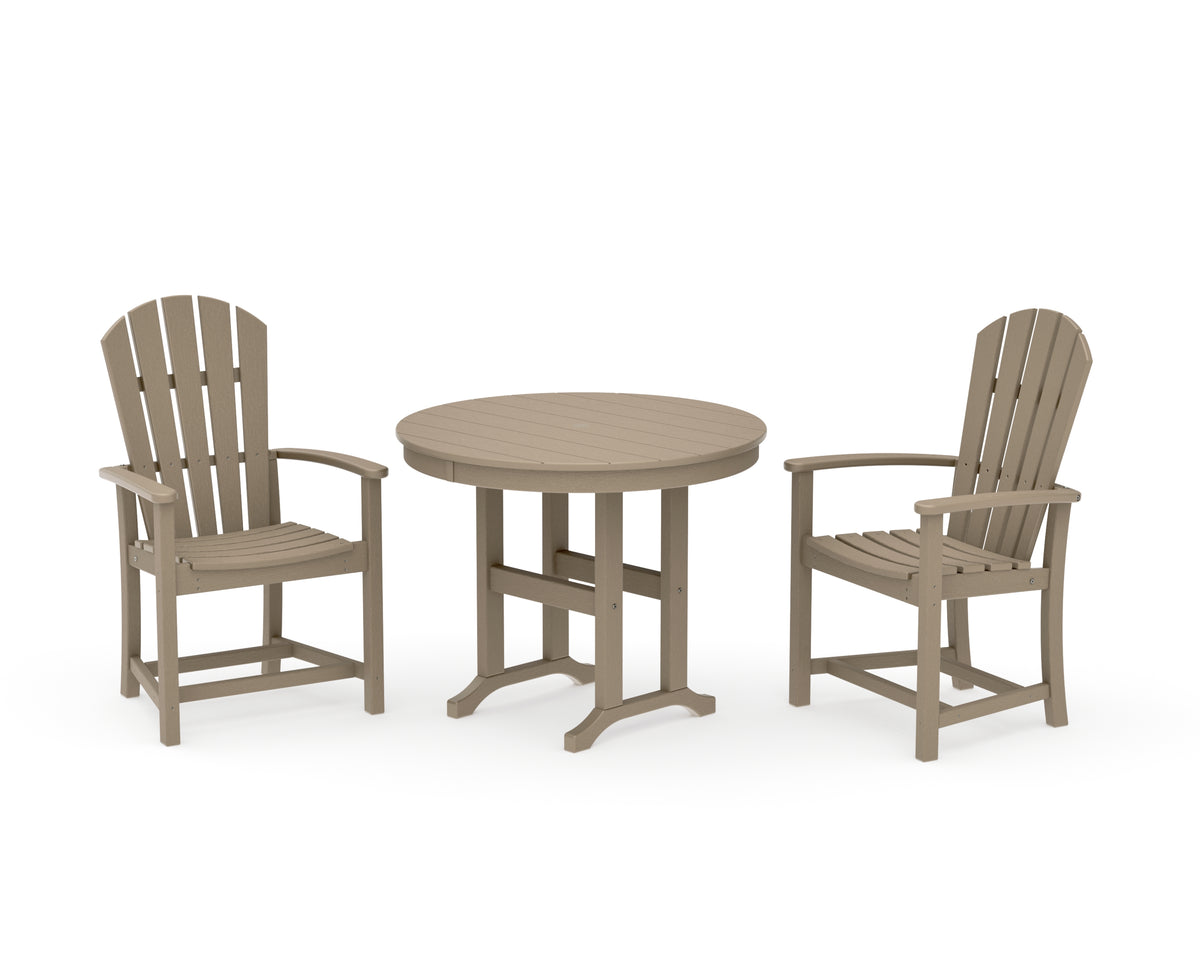 POLYWOOD Palm Coast 3-Piece Round Farmhouse Dining Set in Vintage Sahara