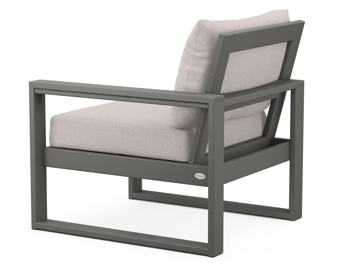 POLYWOOD EDGE Modular Right Arm Chair in Slate Grey