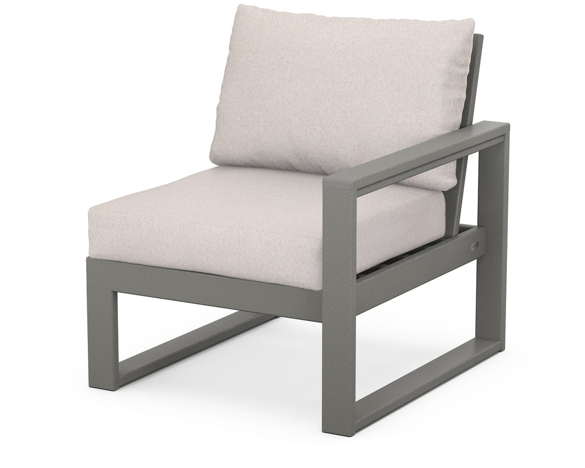 POLYWOOD EDGE Modular Right Arm Chair in Slate Grey