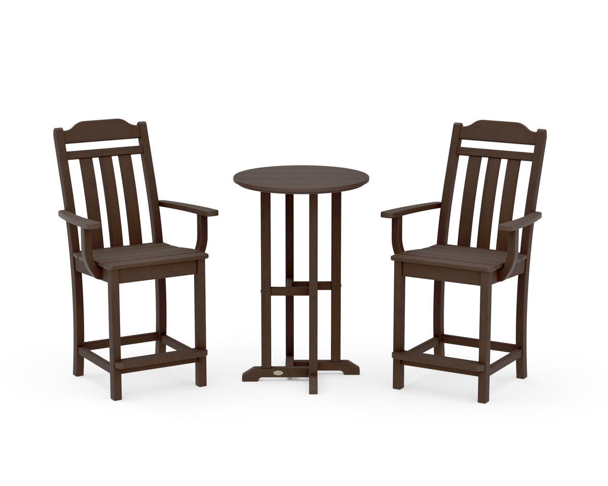POLYWOOD Country Living Cottage 3-Piece Farmhouse Bistro Counter Set in Kona