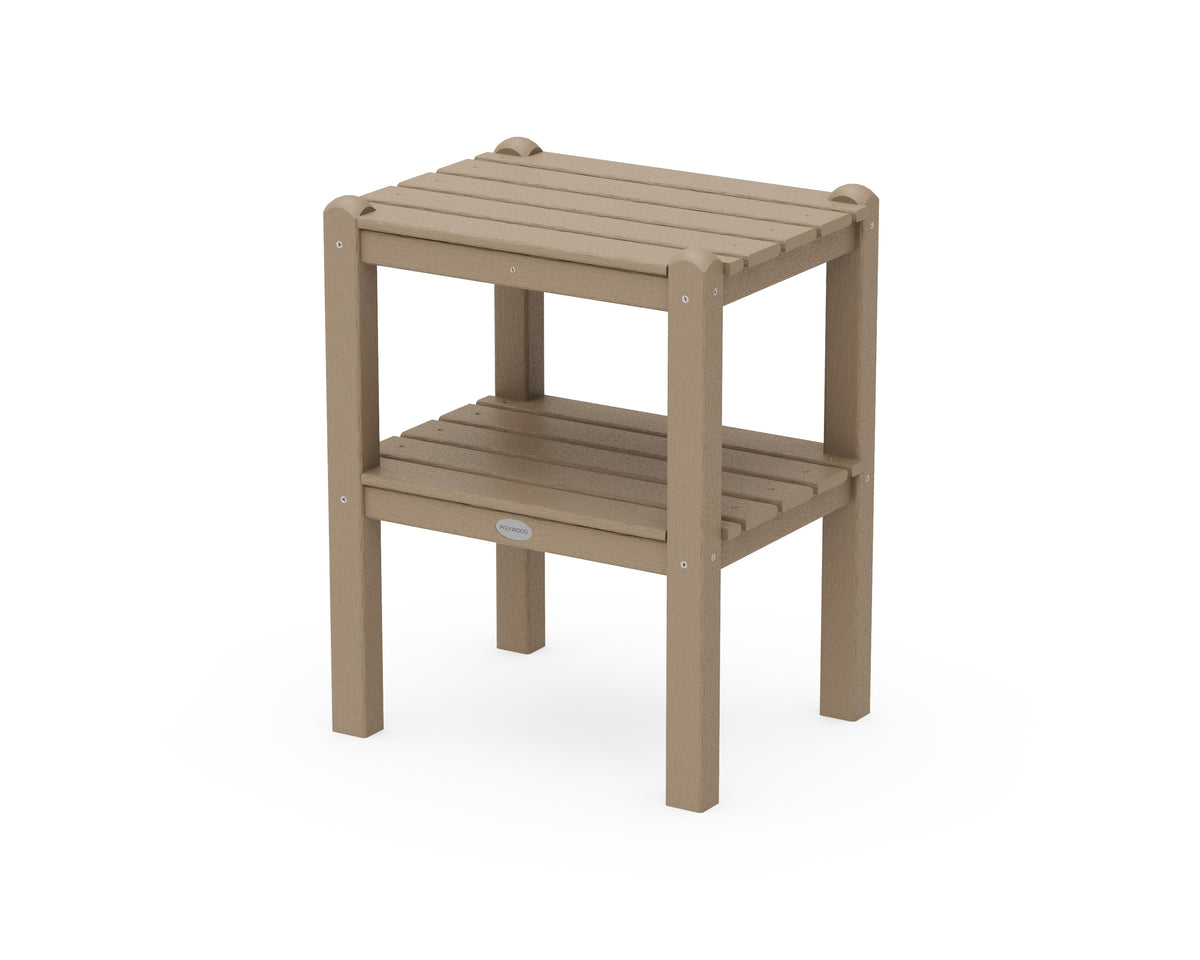 POLYWOOD Two Shelf Side Table in Vintage Sahara