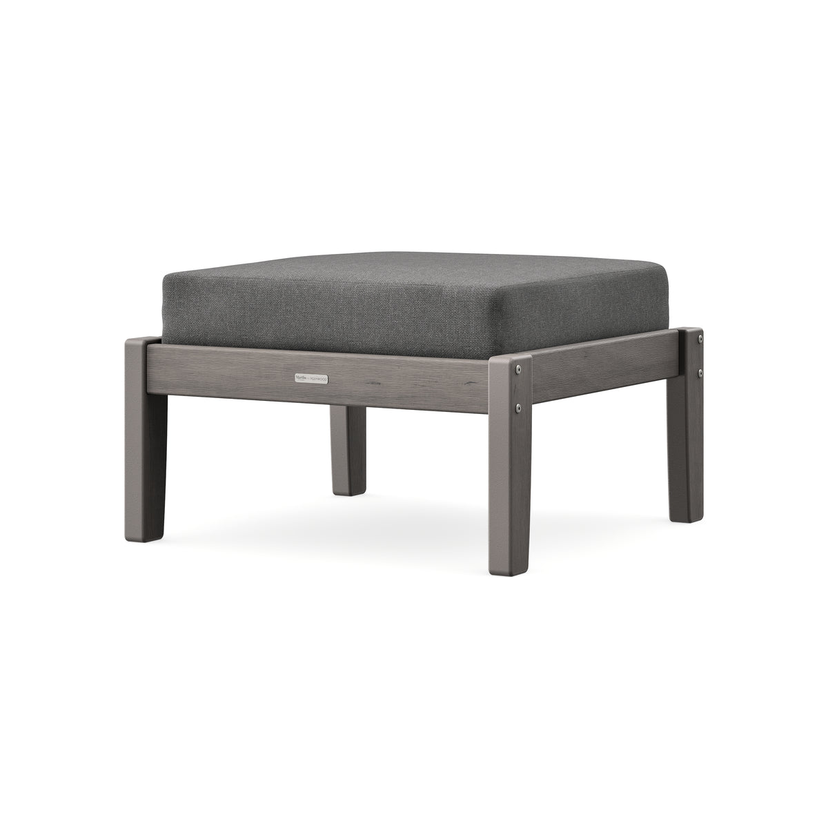 POLYWOOD Chinoiserie Deep Seating Ottoman in Driftwood / Ash Charcoal