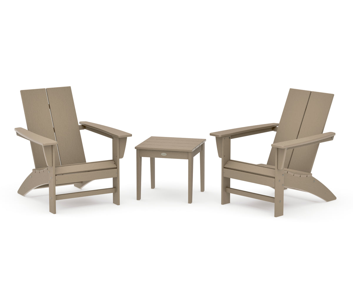POLYWOOD Country Living Cottage Modern Adirondack Chair 3-Piece Set in Vintage Sahara