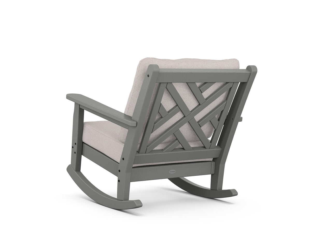 POLYWOOD Chippendale Deep Seating Rocking Chair in Slate Grey