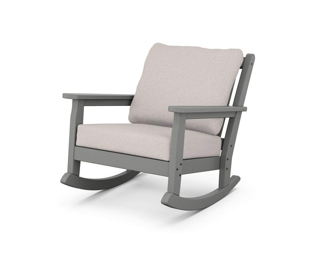 POLYWOOD Chippendale Deep Seating Rocking Chair in Slate Grey
