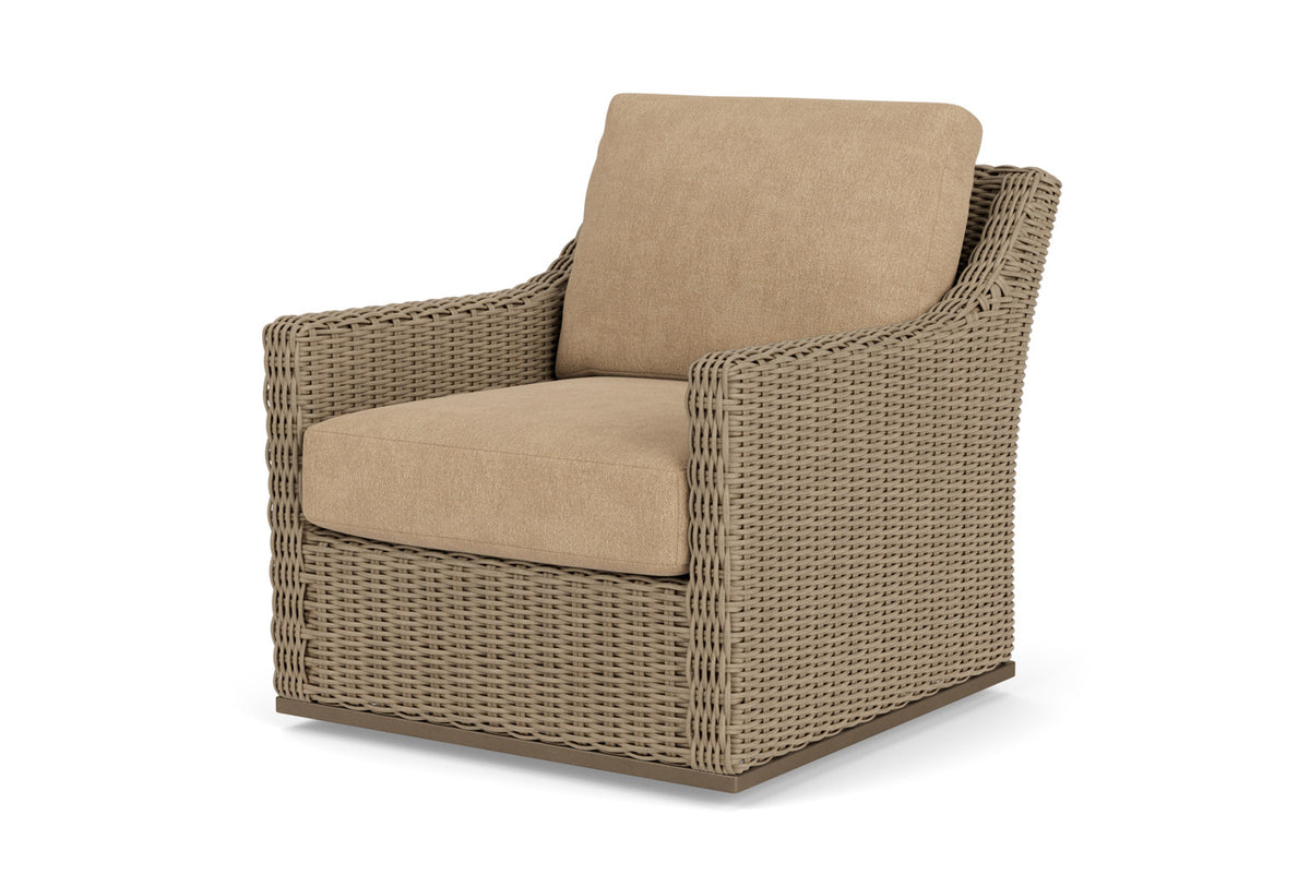 Lloyd Flanders Milan Swivel Glider Lounge Chair with Hayden Sand fabric, view 10