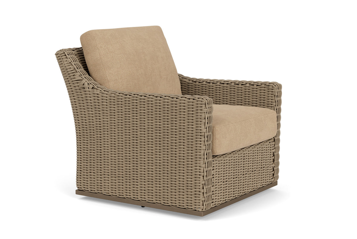 Lloyd Flanders Milan Swivel Glider Lounge Chair with Hayden Sand fabric, view 3