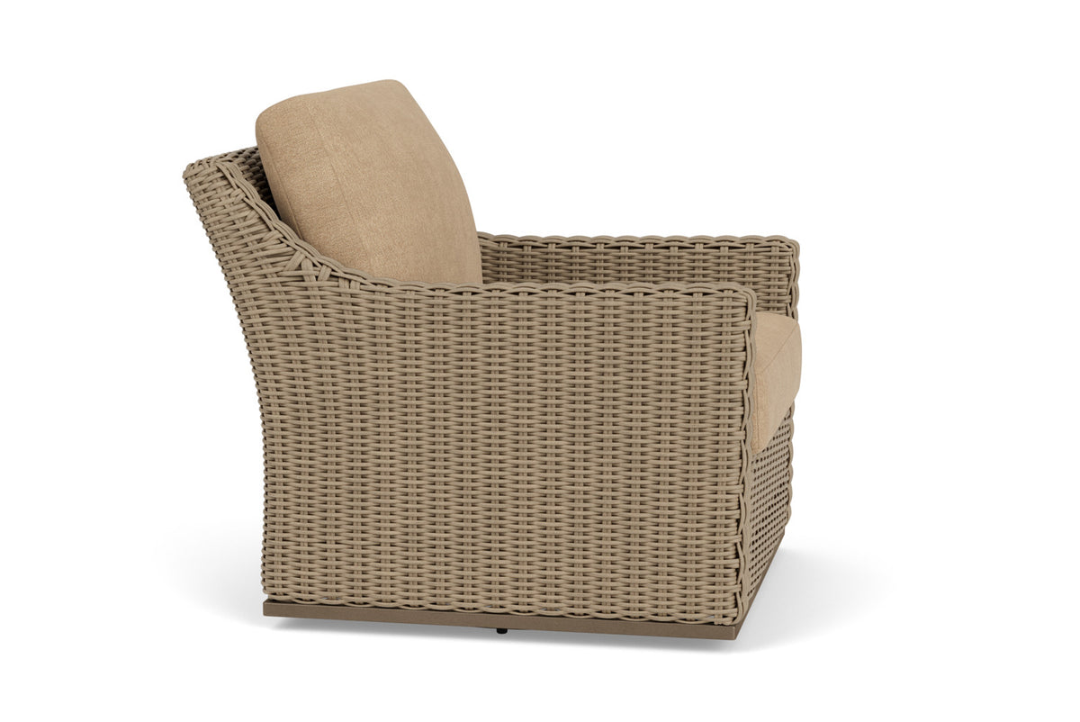 Lloyd Flanders Milan Swivel Glider Lounge Chair with Hayden Sand fabric, view 4
