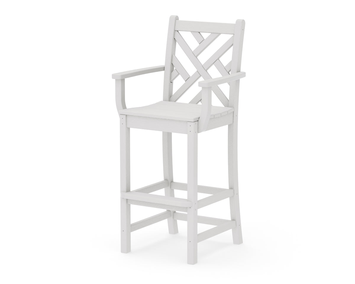POLYWOOD Chippendale Bar Arm Chair in Vintage White