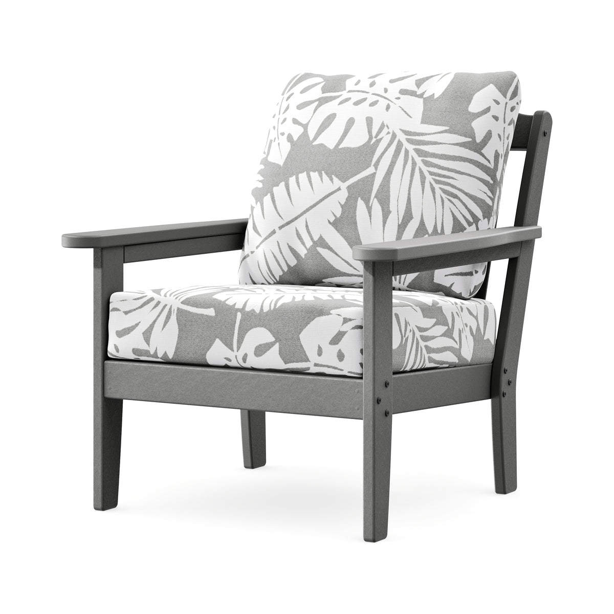 POLYWOOD Cottage Deep Seating Chair in Slate Grey / Leaf Grey Mist