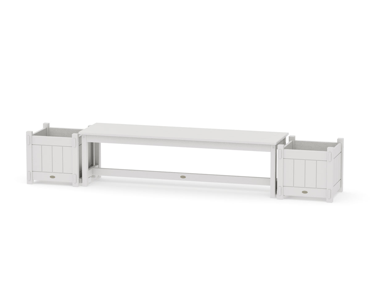 POLYWOOD 60" Vineyard Straight Planter Bench Set in Vintage White