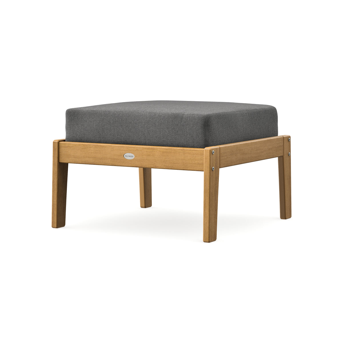 POLYWOOD Lakeside Deep Seating Ottoman in Natural / Ash Charcoal