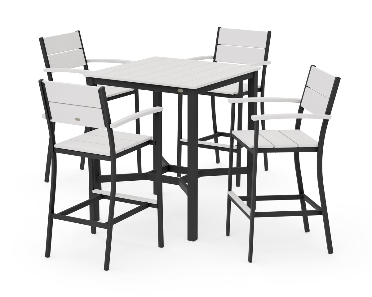 POLYWOOD Main Street 5-Piece Bar Set in Black / Vintage White