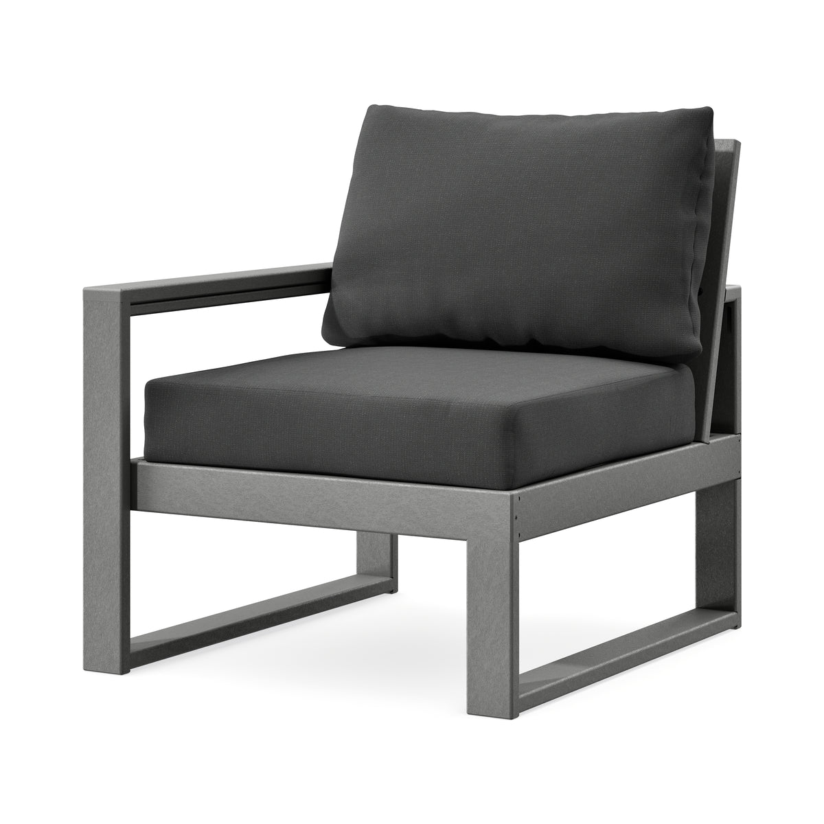 POLYWOOD EDGE Modular Left Arm Chair in Slate Grey / Spectrum Carbon