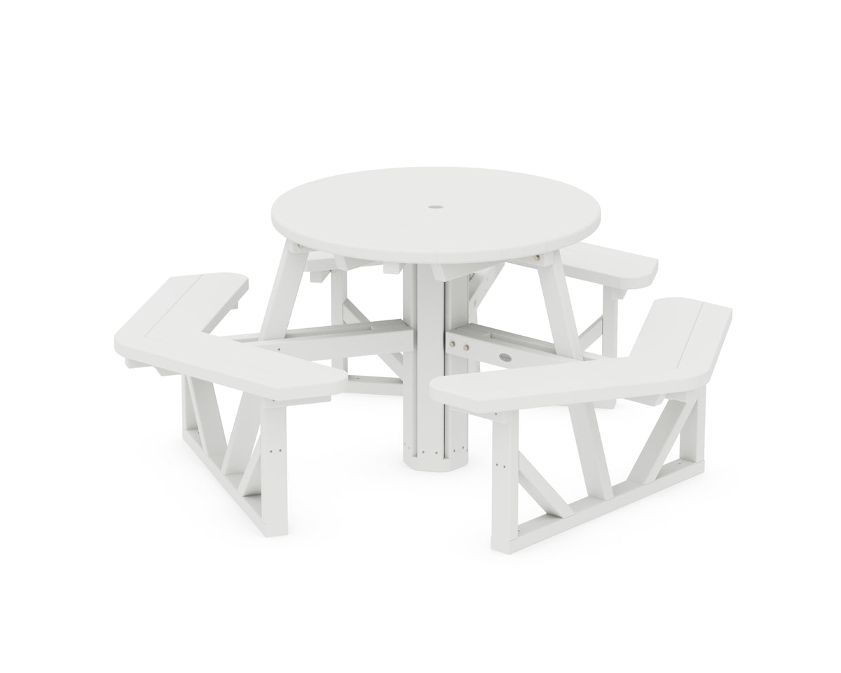 POLYWOOD Park 36" Round Picnic Table in White