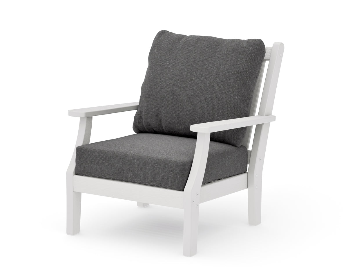 POLYWOOD Wovendale Deep Seating Chair in Vintage White / Ash Charcoal