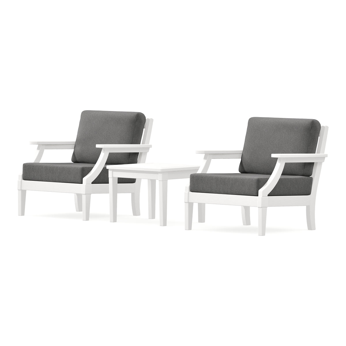 POLYWOOD PW Designer Series Estate 3-Piece Lounge Chair Set in Vintage White / Ash Charcoal