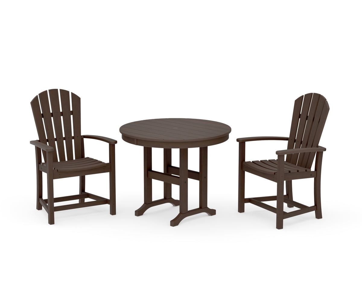 POLYWOOD Palm Coast 3-Piece Round Farmhouse Dining Set in Kona