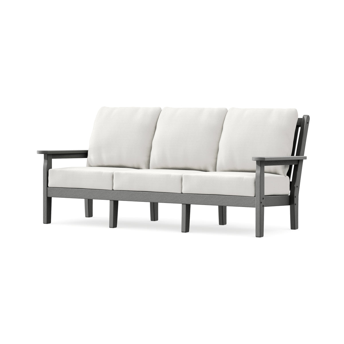 POLYWOOD Chippendale Deep Seating Sofa in Slate Grey / Natural Linen